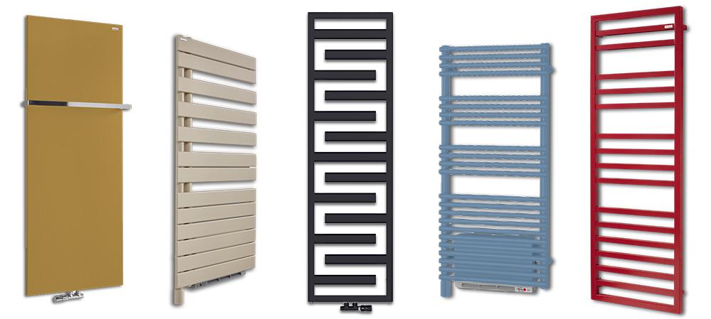 Illustration de plusieurs gammes de sèch-serviettes Acova