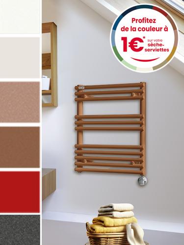 Bannière de présentation de l'offre Acova couleur à 1€ sur les sèche-serviettes